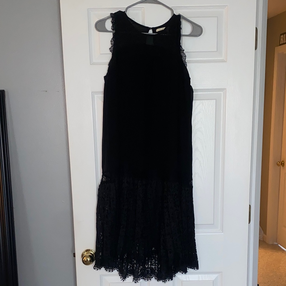 Floreat Black Lace-Trim Sleeveless Midi Dress